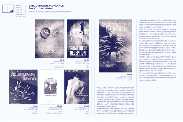 Karine Lebrun (France)<br>
Karine Lebrun est artiste et enseignante à l'EESAB (Quimper). Études universitaire en sociologie (Paris X), photographie, arts plastiques (Paris VIII) et multimédia (paris I).
<br>
Les notions d'usage, de conversation, d'épiphyte et de hacking construisent mon travail et tentent de déconstruire un art préoccupé par lui-même pour l'introduire à l'échelle de la réalité. <br>
Depuis Rencontre Service en 2000, agence de rencontres offrant la possibilité de faire des rencontres dégagées de tout déterminisme social, ces recherches se tournent aujourd'hui vers les pratiques du hacking et s'intéressent au hack comme geste critique et subversif. 